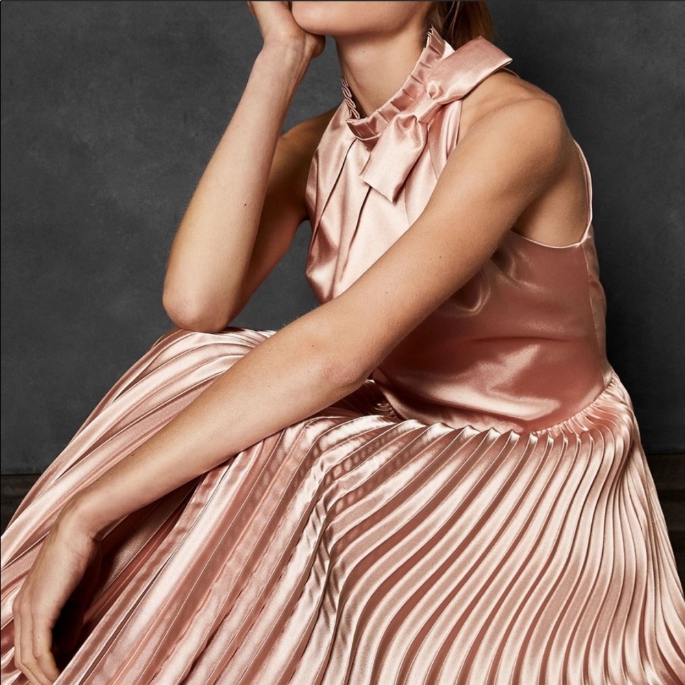 Ted Baker Rose Gold Pleated Midi Dress
